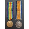 ** WW1 .925 Silver British War Medal and Victory Medal w/ Silk Ribbons (3rd South African Horse).**