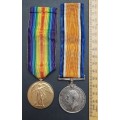 ** WW1 .925 Silver British War Medal and Victory Medal w/ Silk Ribbons (3rd South African Horse).**