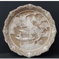 **EXQUISITE: Early 20th Century Chinese White Cinnabar Engraved Charger Plate(25cm x 25cm).**