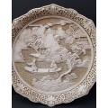 **EXQUISITE: Early 20th Century Chinese White Cinnabar Engraved Charger Plate(25cm x 25cm).**