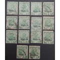 ** Lot India 1926  KGV ½ Anna Stamps x14 (USED).**