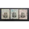 ** 1924 Southern Rhodesia KGV `Admiral` Stamps x3 (USED).**