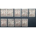 ** 1937 Southern Rhodesia KGVI  1½d Stamps x 9 (USED).**