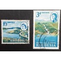 ** 1965 /66 Rhodesia QEII  1`3 Lake Kyle & 3d Water Conservation Stamps (USED).**