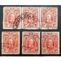 ** 1931 Southern Rhodesia KGV Scarlet 1d Stamps x9  (USED).**