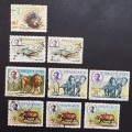** 1969 Swaziland Animals Definitive Stamps x 9 (USED).**