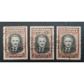 ** 1940 Southern Rhodesia 1½d `Cecil John Rhodes` Stamps x3 (USED).**