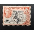 ** 1945 Nyasaland KGVI 2d `Map ` Stamp (USED).**