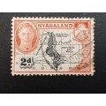 ** 1945 Nyasaland KGVI 2d `Map ` Stamp (USED).**