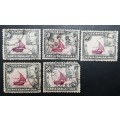 ** 1938 Uganda, Kenya & Tanganyika KGVI 50c Stamps x 5 (USED).**