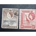** 1954 Kenya, Uganda & Tanganyika QEII Stamps x5 (USED).**