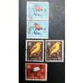 ** 1965 Uganda Birds Defin. Stamps x5 (USED).**
