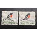 ** 1966 Australia Scarlet Robin 25c Stamps x2 (USED).**