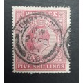 ** 1902 Great Britain KEVII 5 Shilling Carmine Rose Stamp (USED).**