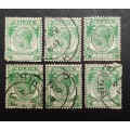 ** 1936 Malaya KGV Straits Settlements 2c Green Stamps x6 (USED).**
