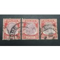 ** 1936 Malaya KGV Straits Settlements 25c Stamps x3 (USED).**