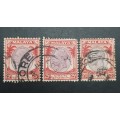 ** 1936 Malaya KGV Straits Settlements 25c Stamps x3 (USED).**