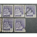 ** 1944 Italian Social Republic 1 Lire Stamps x9 (USED).**