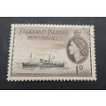 ** 1954 Falklands Islands QEII Trepassey 1d Brown Stamp (USED).**