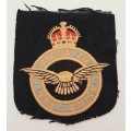 ** WW2 Royal Air Force Other Ranks` Embroidered Blazer Pocket Badge (12cm x 11cm).**