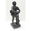 ** Rhodesian Bush War: 1970s Fireforce `Troopie` Soapstone Statuette (26cm) [ Repaired ].**