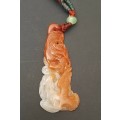 ** STUNNING: 20th Century Chinese White `Mutton Fat` Jade (Yu) Fenghuang  Pendant (8.75g).**