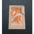 ** 1955 Sarawak QEII 2c Orang-utan  Orange Stamp (USED).**