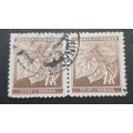 ** 1940 German Occupied Bohemia & Moravia 1K Stamp Pair (USED).**