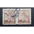 ** 1940 German Occupied Bohemia & Moravia 1K Stamp Pair (USED).**
