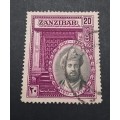 ** 1936 Zanzibar Sultan Jubilee 20c Maroon Stamp (USED).**
