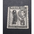** 1938 KGVI Malta Black 1`  Stamp (USED).**