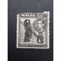 ** 1938 KGVI Malta Black 1`  Stamp (USED).**