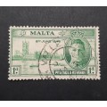 ** 1946  KGVI Malta Green Victory 1d Stamp (USED).**