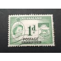 ** 1963 QEII Nyasaland 1d Green Stamp (USED).**