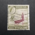** 1959 QEII Rhodesia & Nyasaland 4d Stamp (USED).**