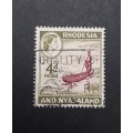** 1959 QEII  Rhodesia & Nyasaland 4d Stamp (USED).**