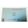 ** RARE: 1961 Tanganyika Confidential Colonial Administration Staff List Guide (USED).**