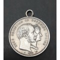 ** RARE : .800 Silver Denmark 1892 King Christian IX 50th Wedding Anniv. Medallion (15.24 g).**