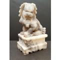 ** EXQUISITE: Mid-20th Century Large Chinese Grey Marble Foo Dog Statuette (18cm x 11cm).**
