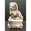 ** EXQUISITE: Mid-20th Century Large Chinese Grey Marble Foo Dog Statuette (18cm x 11cm).**