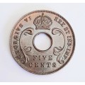 ** 1937 KGVI East Africa 5c Coin `H`  ( VF + ).**