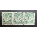** 1938 KGVI Northern Rhodesia Green ½d Triptych Stamps (USED).**