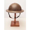 ** WW2 British Army MKII `Brodie` Steel Helmet w/ Liner & Chinstrap (1942).**