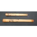 ** Early 20th Century Indian Engraved `Asian Elephant` Pair Cigarette Holders (x2).**