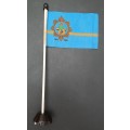 ** 1988 South African Police (S.A.P) 75th Anniv. Small Desk Flag w/ Mount (35cm x 11cm).**