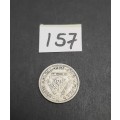 ** 1956 QEII South Africa 3d  .500 Silver  Coin (VF/F).**