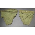 **Rhodesian Bush War: 1970s Green Rhodesian Issue Underwear x2 (Size 36 & 38).**