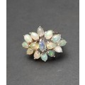 **STUNNING : 7.5 ct Ethiopian Opal & .925 Silver Cluster Ladies` Dress Ring(Certified).**