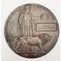 **WW1 British `Dead Man`s Penny` Bronze Memorial Plaque .**