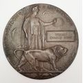 **WW1 British `Dead Man`s Penny` Bronze Memorial Plaque .**